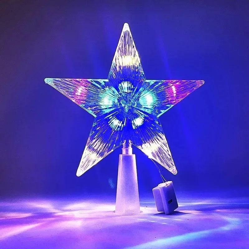 Warm White LED Star Christmas Tree Topper – Battery Operated Holiday Tree Décor (8.7)