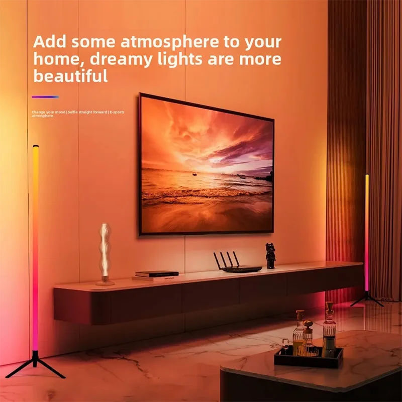 Smart RGB Corner Floor Lamp – App & Remote Control LED Mood Light for Gaming, Living Room & Bedroom