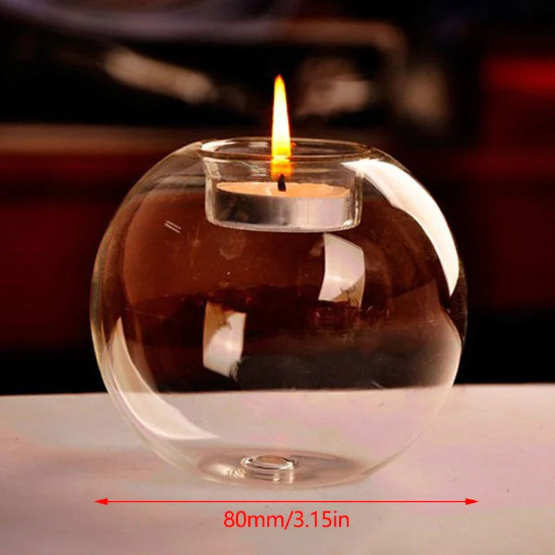 European Crystal Glass Candle Holder | Round Hollow Tealight Stand