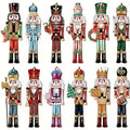 12PCS Wooden Nutcracker Decorative Set – Christmas Ornaments for Home Decor, Parties & Holiday Gifts