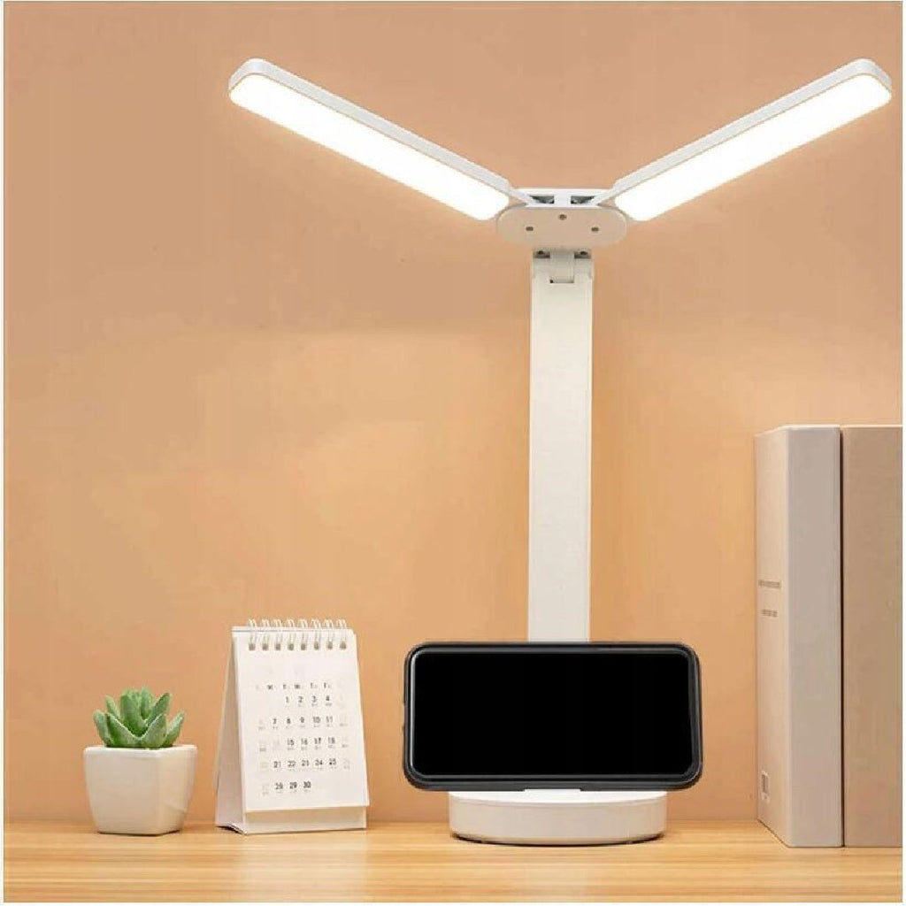 Double-Ended LED Desk Lamp – Foldable Table Lamp with Adjustable Brightness, USB Powered, Organizer Base