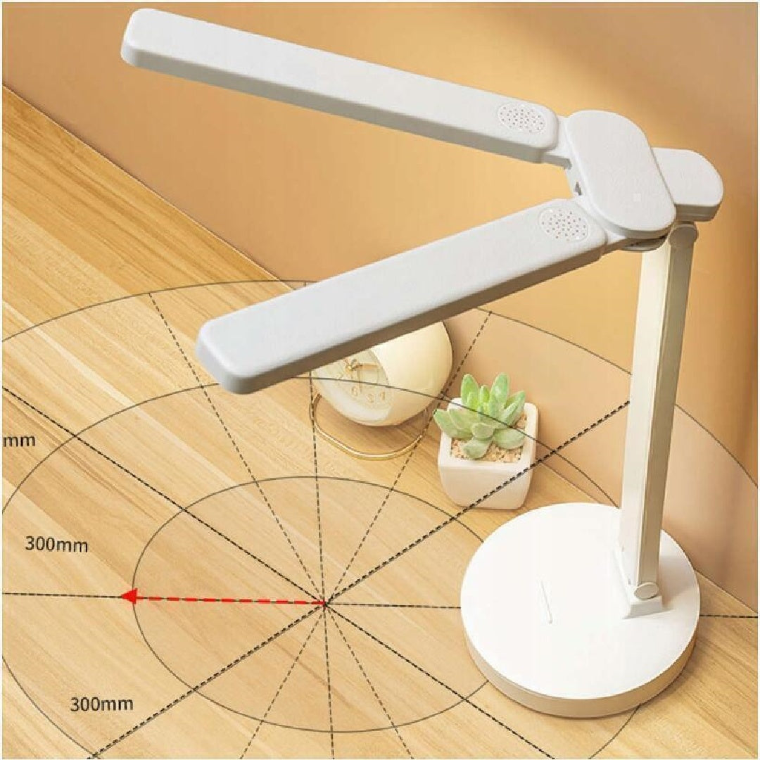 Double-Ended LED Desk Lamp – Foldable Table Lamp with Adjustable Brightness, USB Powered, Organizer Base
