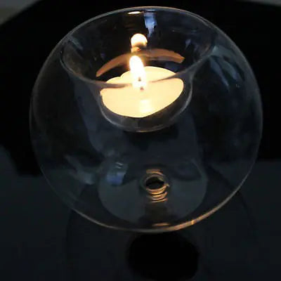 European Crystal Glass Candle Holder | Round Hollow Tealight Stand